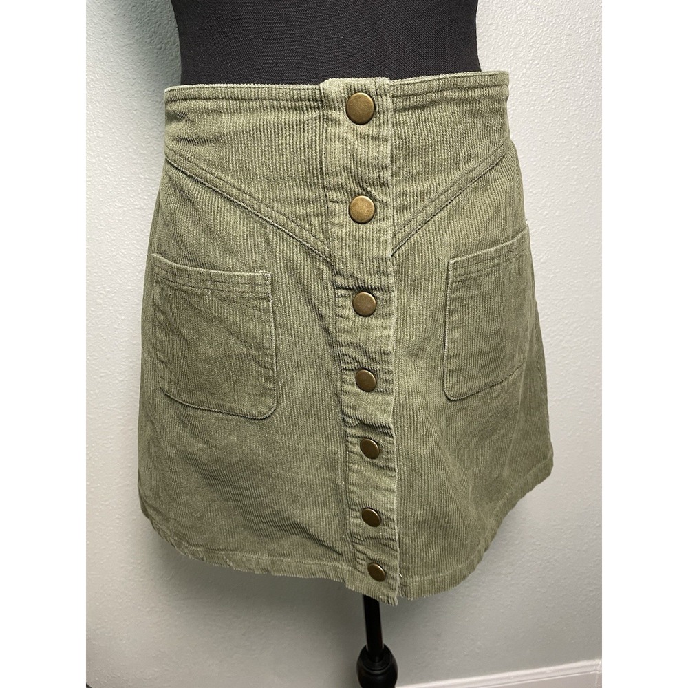 Corduroy Skirt Women's Small 90s Academia Preppy Mini Skirt Green